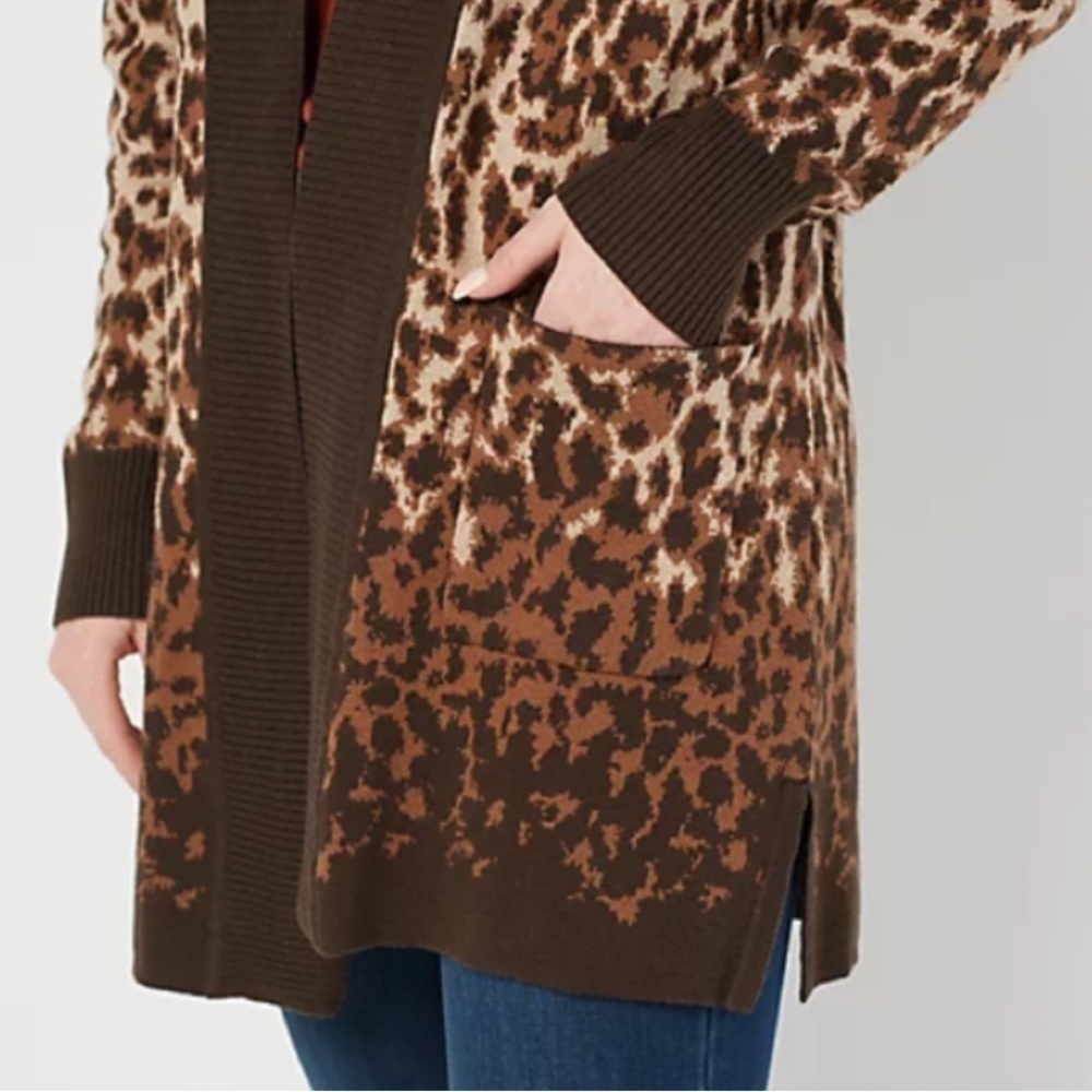 Isaac Mizrahi Live! Leopard print Cardigan, size M NWOT - Picture 6 of 8